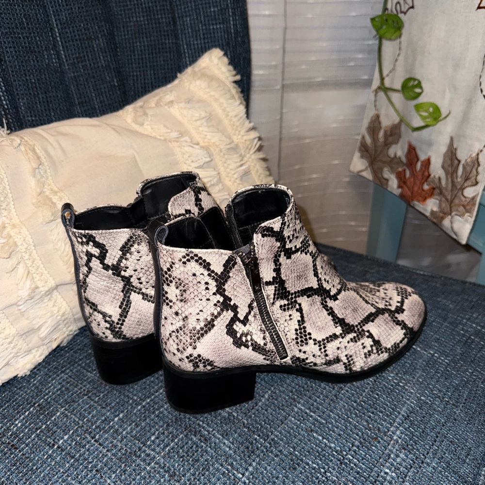 Clarks Snakeskin Ankle Boots - Black and Cream